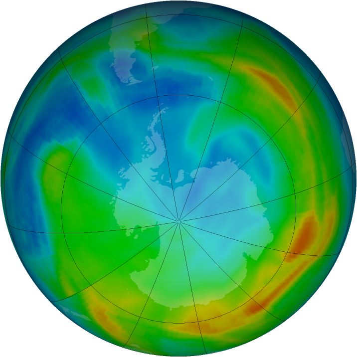 Antarctic ozone map for 16 June 1998